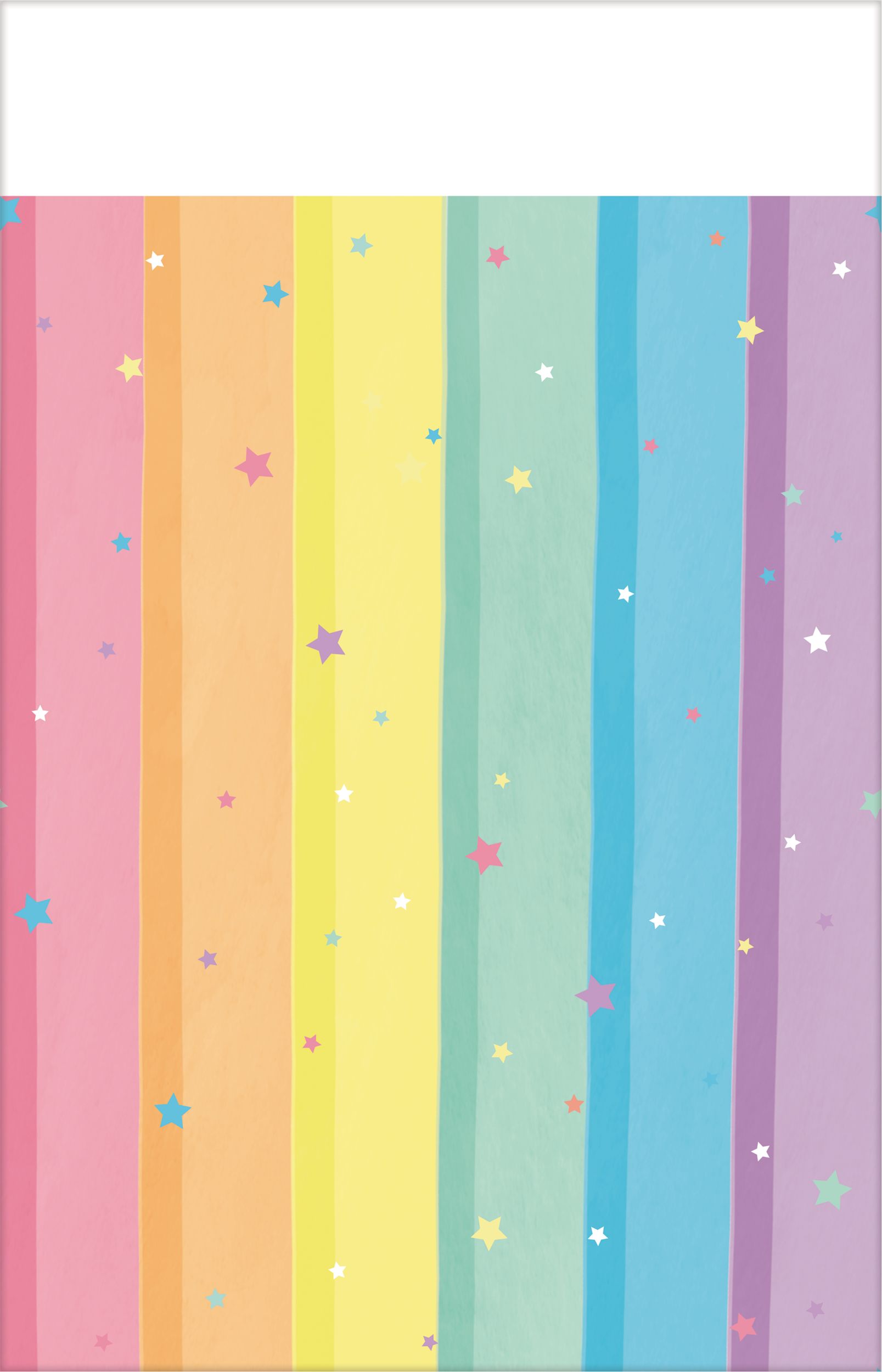 Magical Rainbow Birthday Party Plastic Table Cover, 54-in x 96-in Overhead_Flat