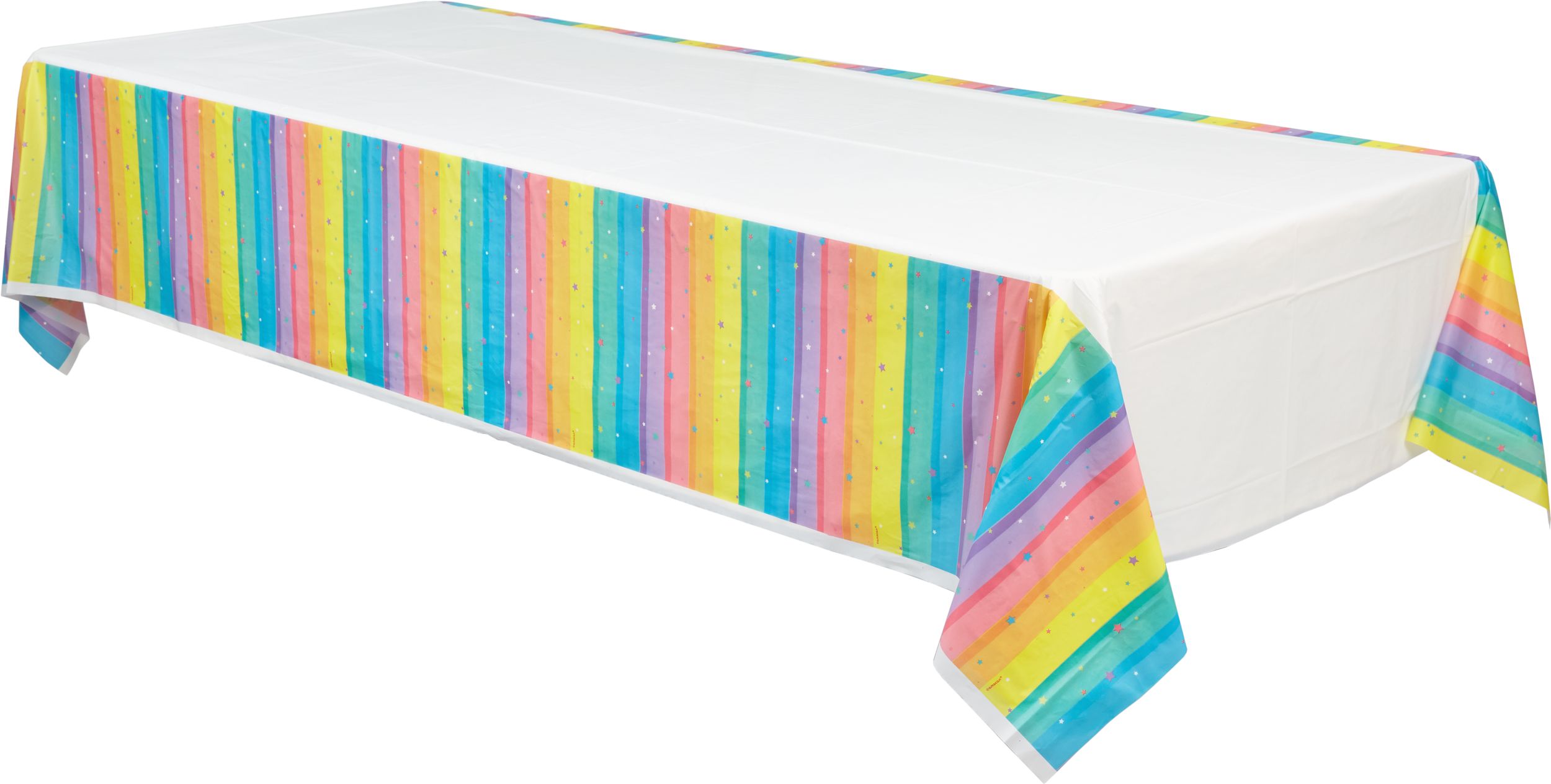 Magical Rainbow Birthday Party Plastic Table Cover, 54-in x 96-in Front_Angled_Left