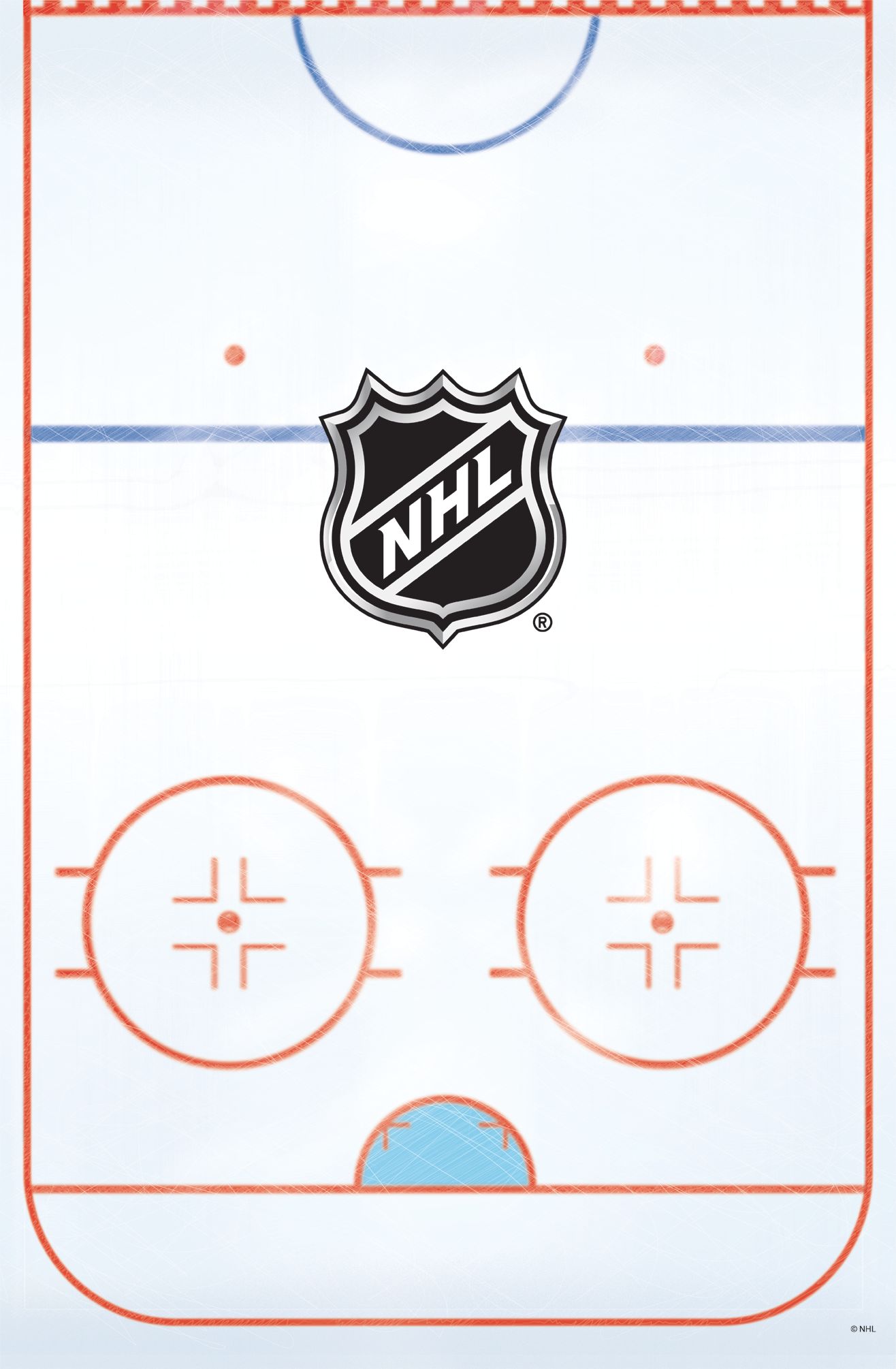 National Hockey League NHL Rectangle Plastic Reusable Table Cover, Blue/Orange, Ice Rink, 54x102-in, for Sports Party Front_Flat