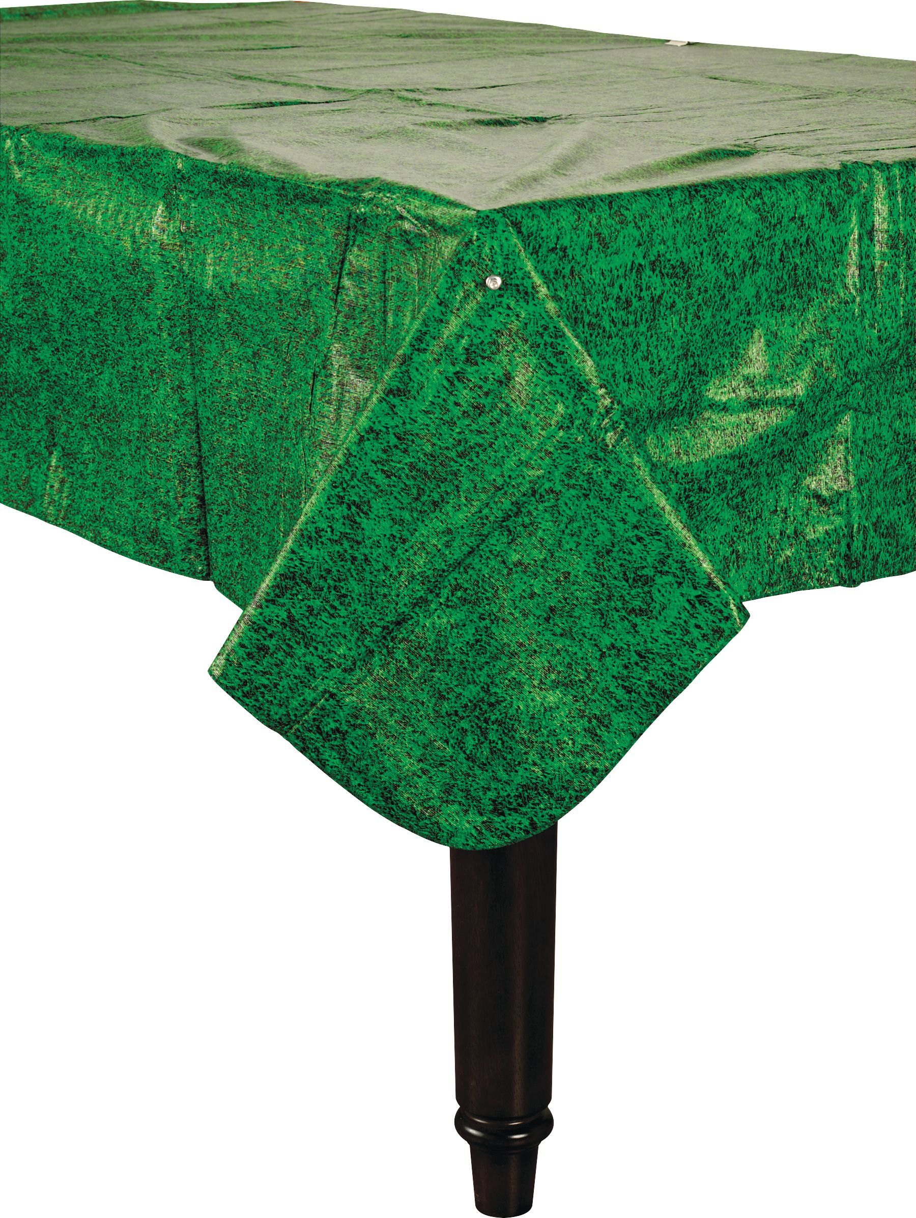 Football Rectangle Flannel-Backed Vinyl Reusable Table Cover, Green, Grass, 52x90-in, for Sports Party Front_Angled_Left