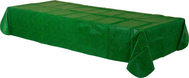 Football Rectangle Flannel-Backed Vinyl Reusable Table Cover, Green, Grass, 52x90-in, for Sports Party Front_Angled_Left