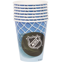 National Hockey League NHL Paper Disposable Cups, Blue, 9-oz, 8-pk, for Sports Party Front_Elevated