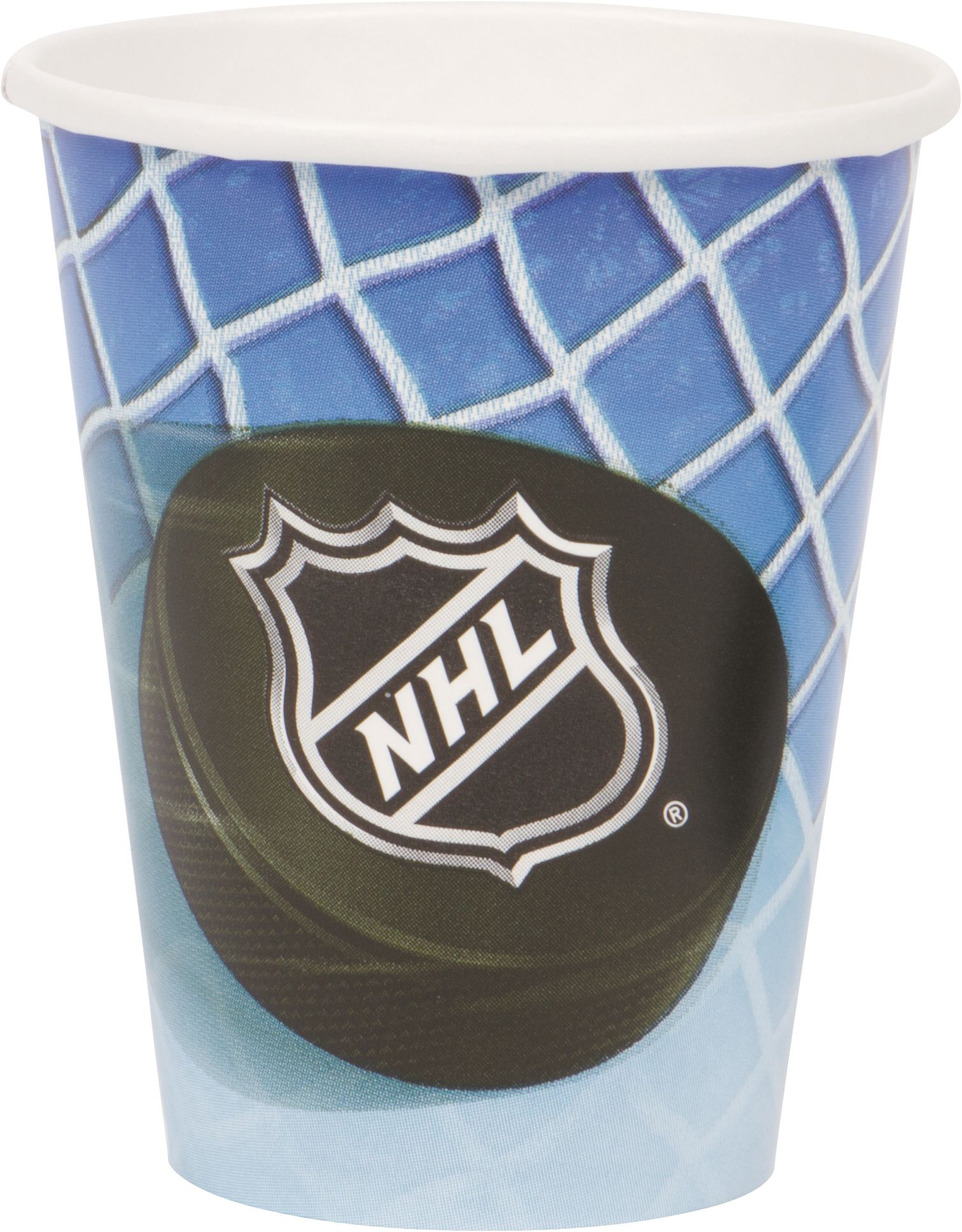 National Hockey League NHL Paper Disposable Cups, Blue, 9-oz, 8-pk, for Sports Party Front_Elevated