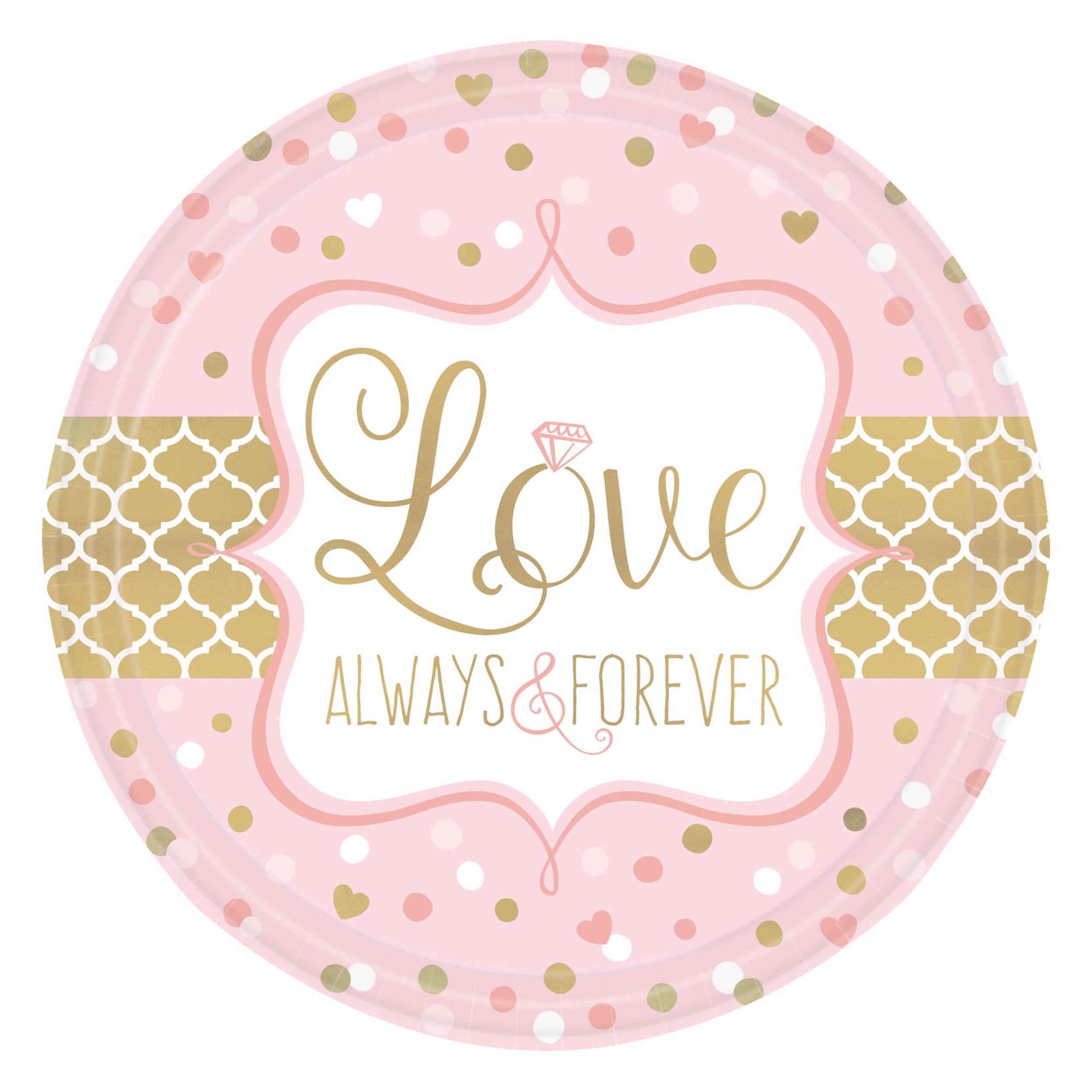 Sparkling Pink Wedding Dinner Plates, 8-pk Overhead_Flat