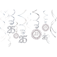 25th Anniversary Swirl Decorations, 12-pc Front_Flat