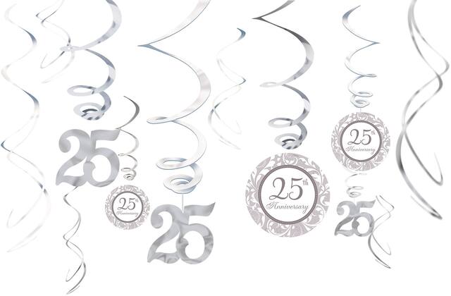 25th Anniversary Swirl Decorations, 12-pc Front_Flat
