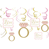 Décorations en spirale pour mariage, rose brillant, paq. 12 Front_Flat