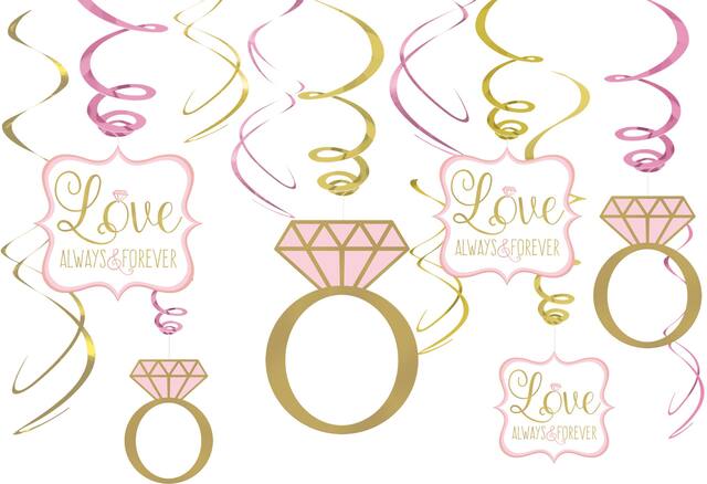 Décorations en spirale pour mariage, rose brillant, paq. 12 Front_Flat