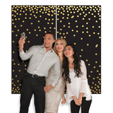 Plastic Scene Setter Background Decoration, Black/Gold, Polka Dot, 65-in, 2-pk, for New Year's Eve/Graduation/Birthday Party Front_Flat
