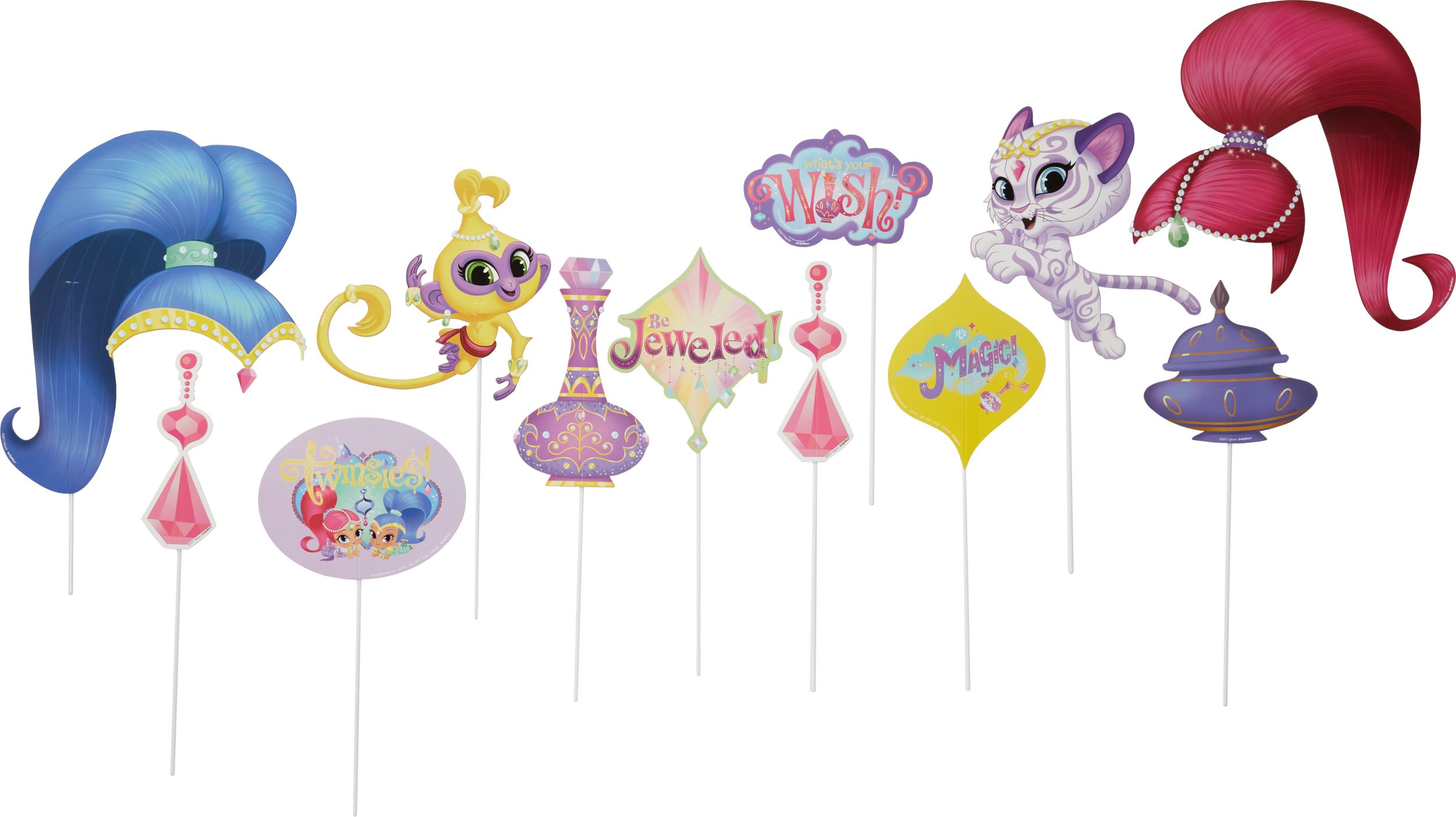 Shimmer & Shine Scene Setter Birthday Party Decoration with Photo Booth Props Front_Flat