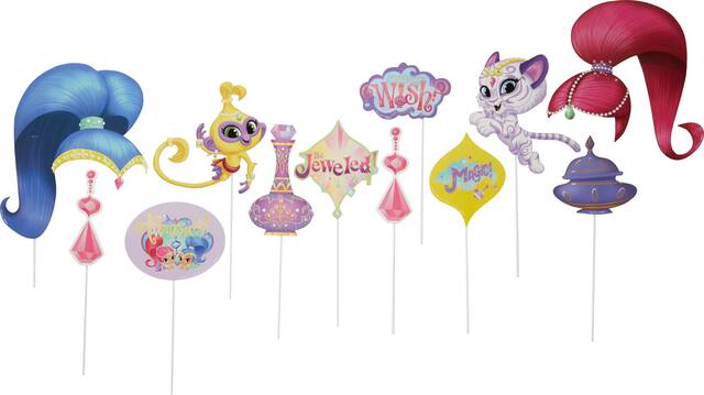 Décoration murale pour fête d'anniversaire Shimmer et Shine avec accessoires photo Front_Flat