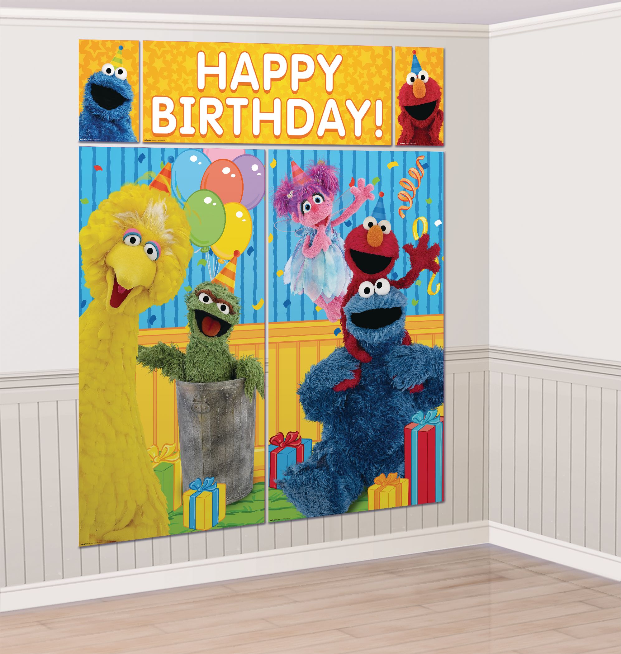 Sesame Street Scene Setter Birthday Party Decoration with Photo Booth Props Front_Angled_Right