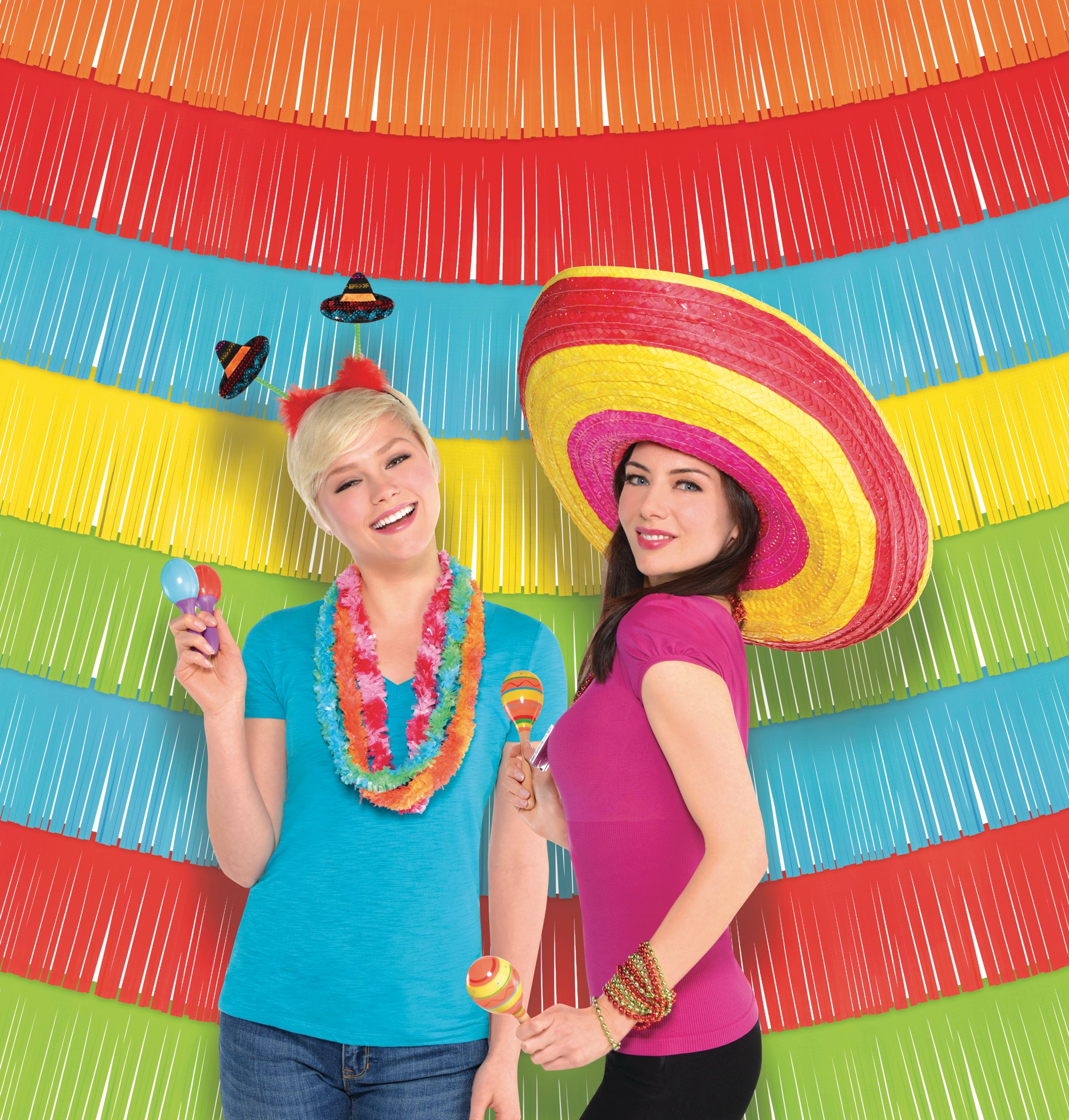 Multicoloured Fringe Banners, 9-pc Front_Flat