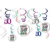 Here's to 50 Birthday Swirl Decorations, 12-pc Front_Flat