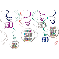 Décorations en spirale pour 50e anniversaire, paq. 12 Front_Flat