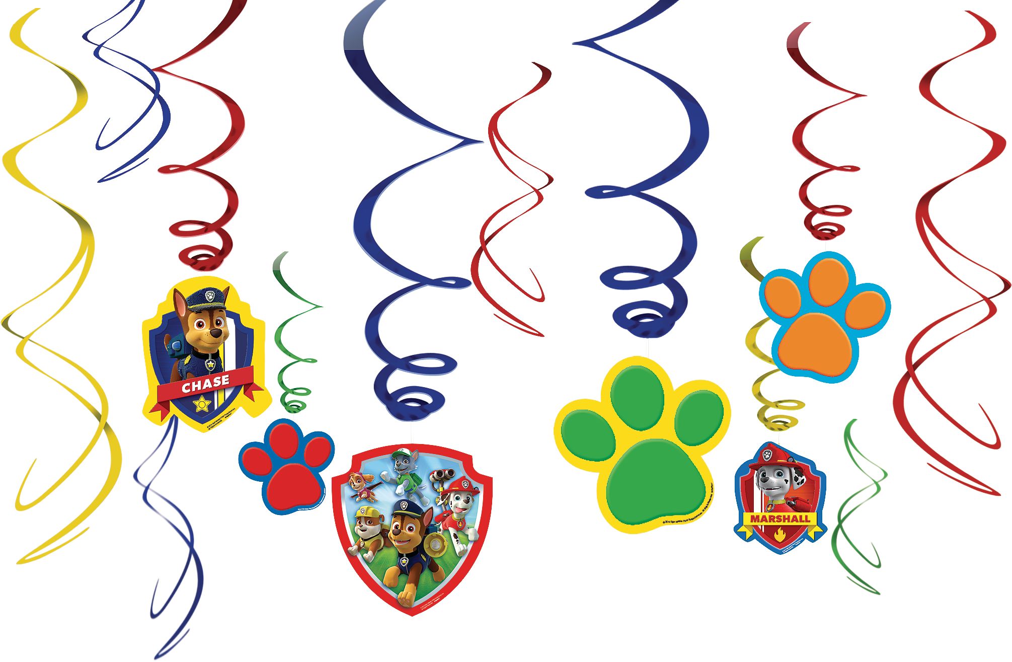 Nickelodeon PAW Patrol Marshall String Hanging Decorations, Red/Yellow/Blue, for Birthday Party Front_Flat