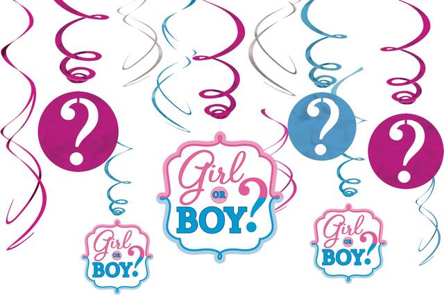Girl or Boy Gender Reveal Swirl Decorations, 12-pc Front_Flat