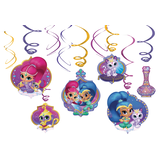 Nickelodeon Shimmer and Shine Swirl Hanging Decorations, Pink/Blue, 10-in, 12-pk, for Birthday Party Front_Flat
