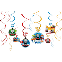 Décorations suspendues en spirale Thomas le petit train pour fête d'anniversaire, paq. 12 Front_Flat
