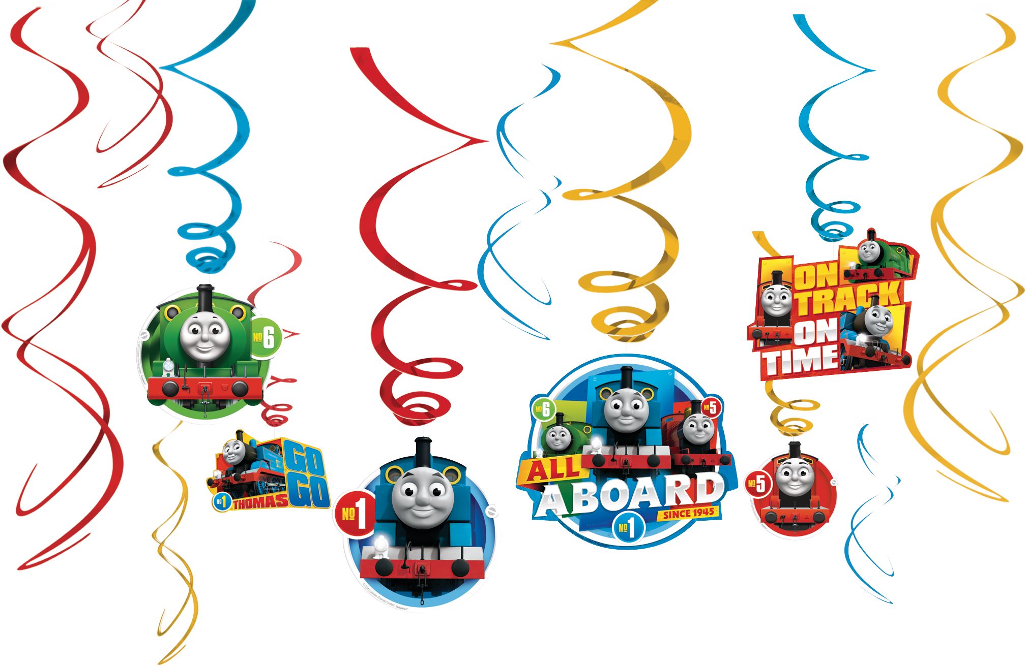 Thomas the Tank Engine Hanging Swirl Birthday Party Decorations, 12-pc Front_Flat
