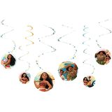 Disney Moana Swirl Hanging Decorations, Multi-Coloured, 10-in, 6-pk, for Birthday Party Front_Flat
