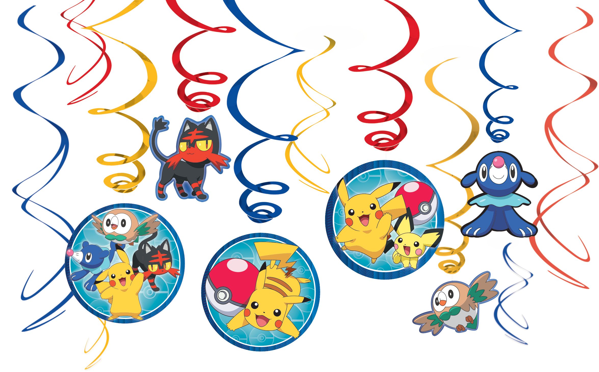 Nintendo Pokémon Core Swirl Birthday Party Decorations, 12-pc Front_Flat