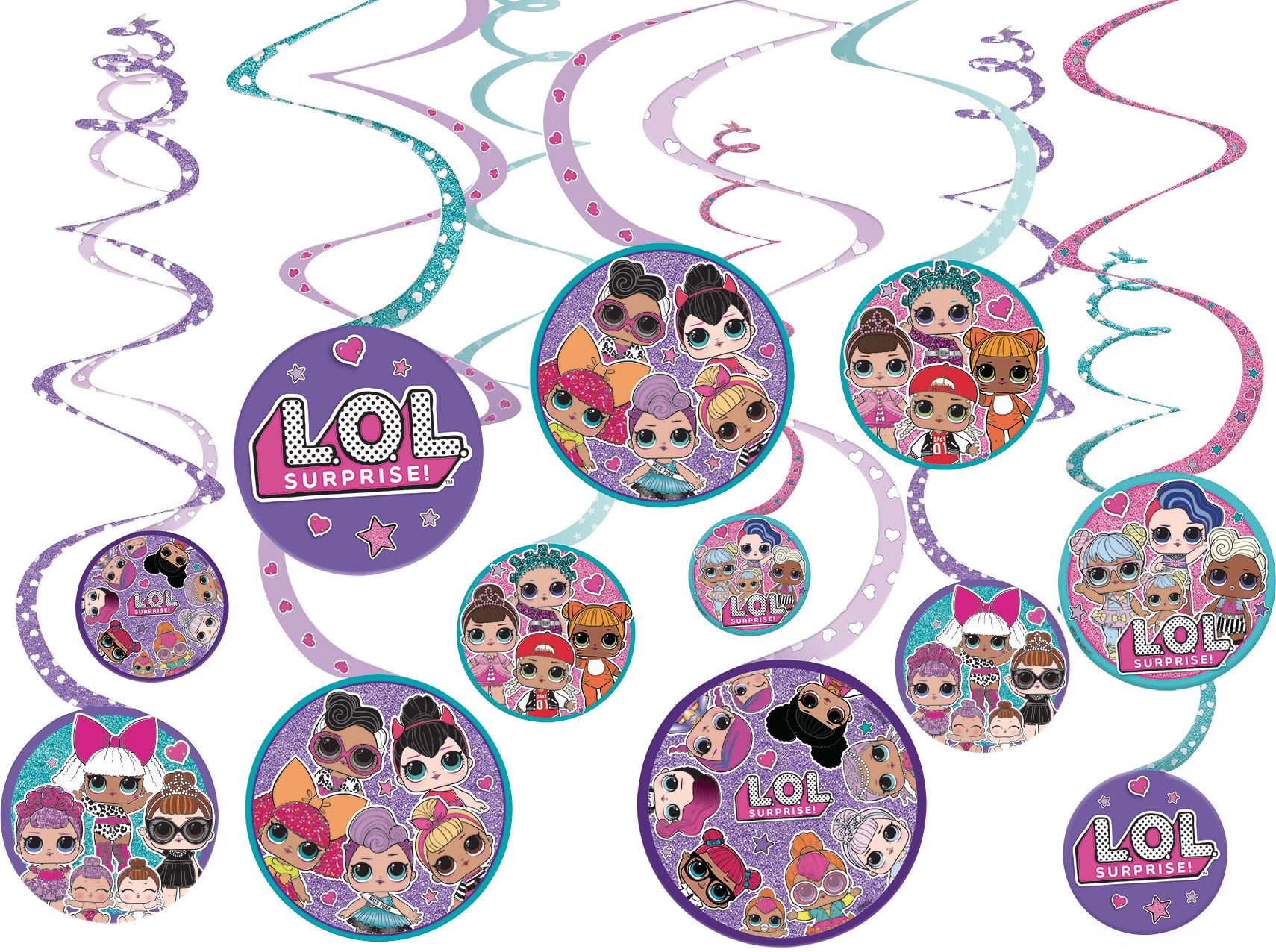 L.O.L Surprise! Swirl Hanging Decorations, Purple, 10-in, 12-pk, for ...