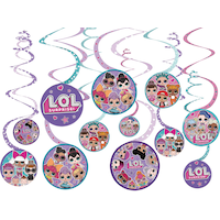 L.O.L Surprise! Swirl Hanging Decorations, Purple, 10-in, 12-pk, for Birthday Party Front_Flat