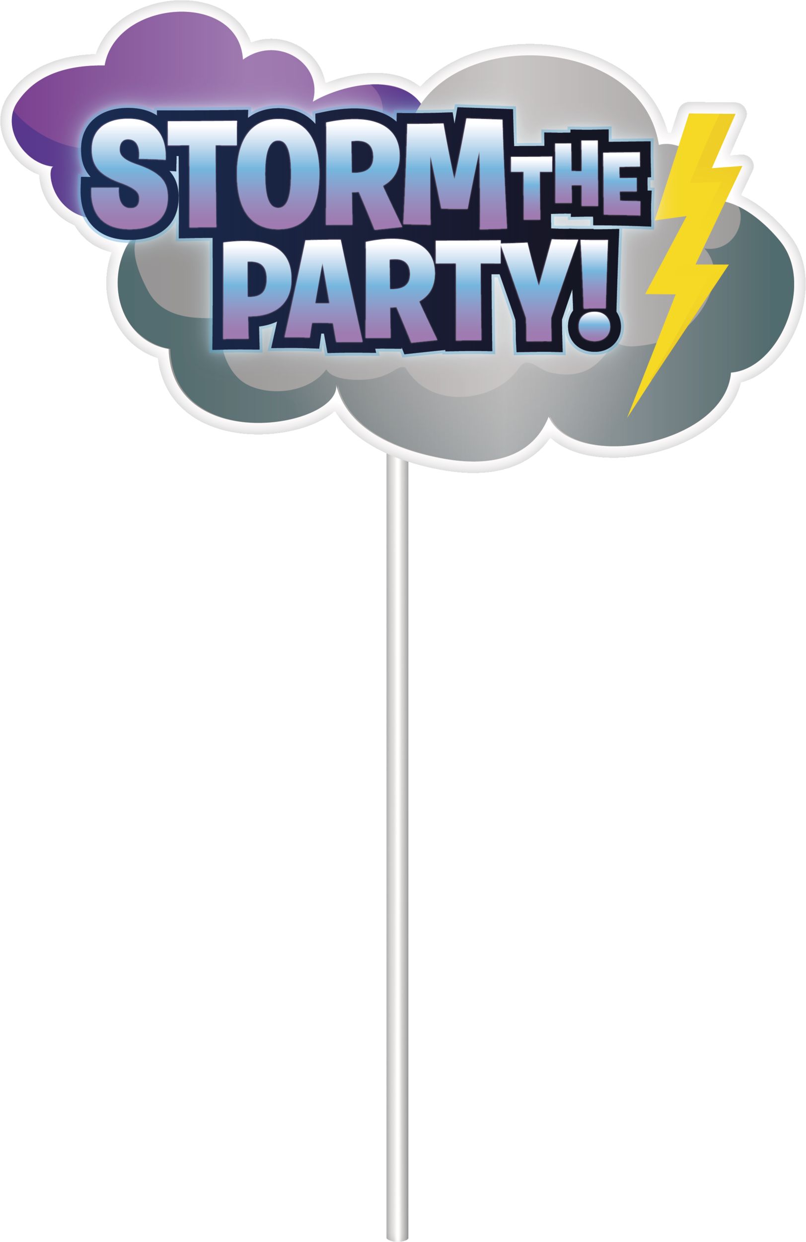 Battle Royal "Storm The Party" Plastic Scene Setter Background Decoration with Photo Booth Props, Blue, 40-in, 16-pk, for Birthday Party Front_Flat