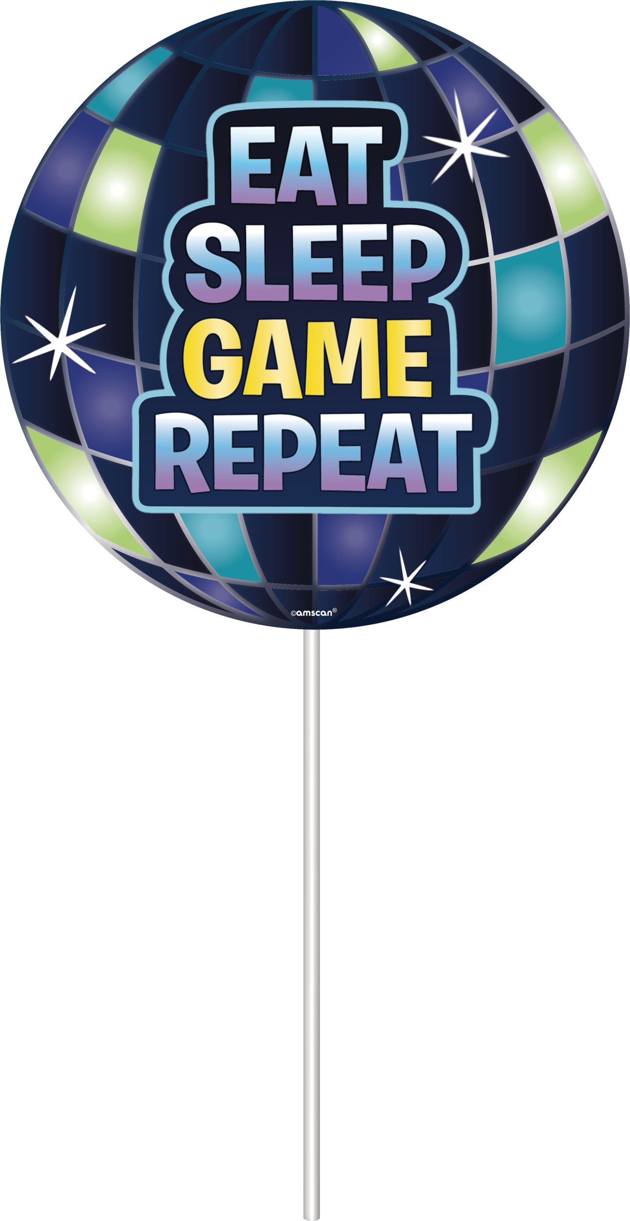 Battle Royal "Storm The Party" Plastic Scene Setter Background Decoration with Photo Booth Props, Blue, 40-in, 16-pk, for Birthday Party Front_Flat