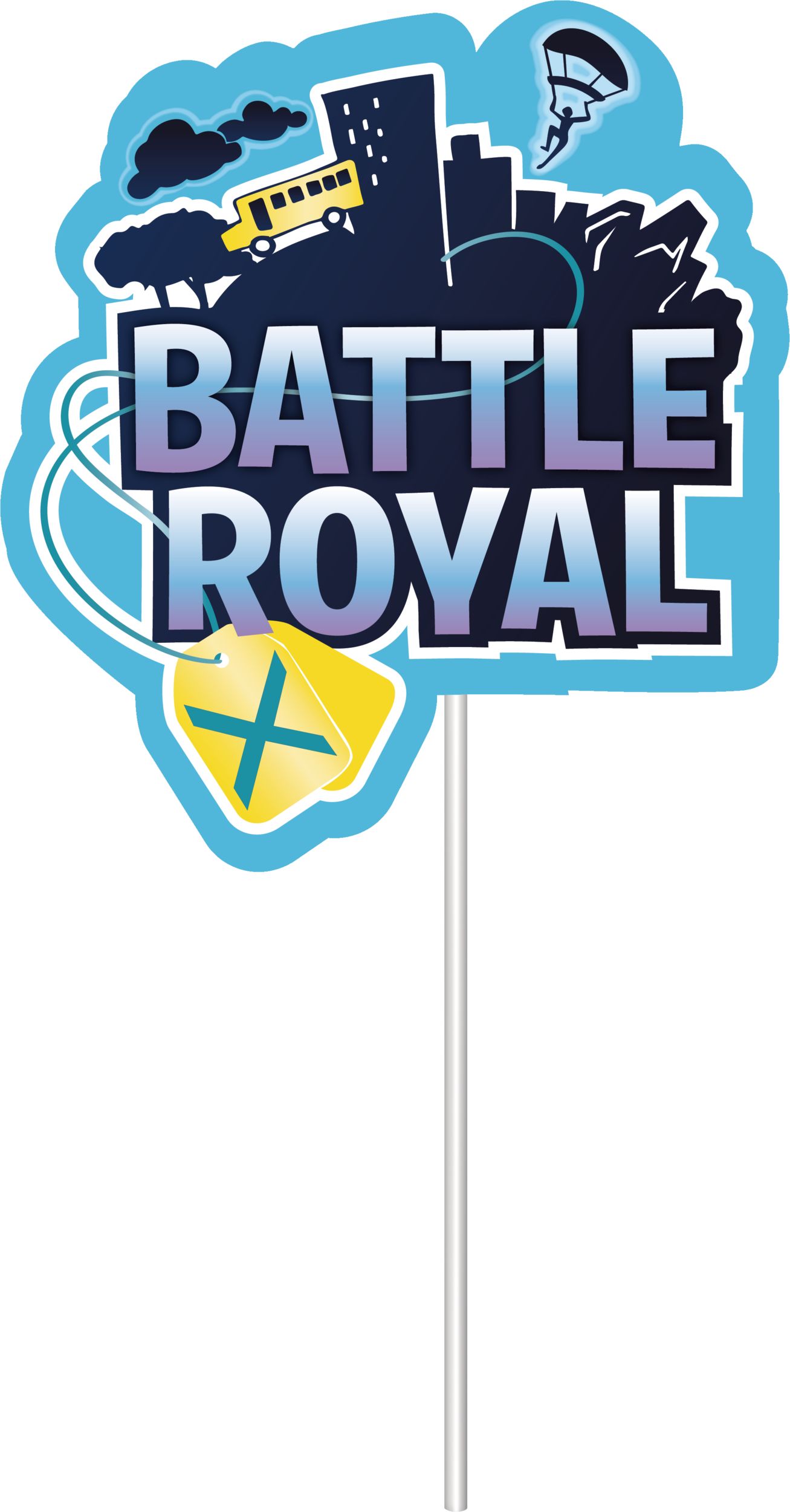 Battle Royal "Storm The Party" Plastic Scene Setter Background Decoration with Photo Booth Props, Blue, 40-in, 16-pk, for Birthday Party Front_Flat