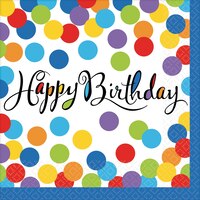 Rainbow Dot Birthday Party Lunch Napkins, 36-pk Front_Flat