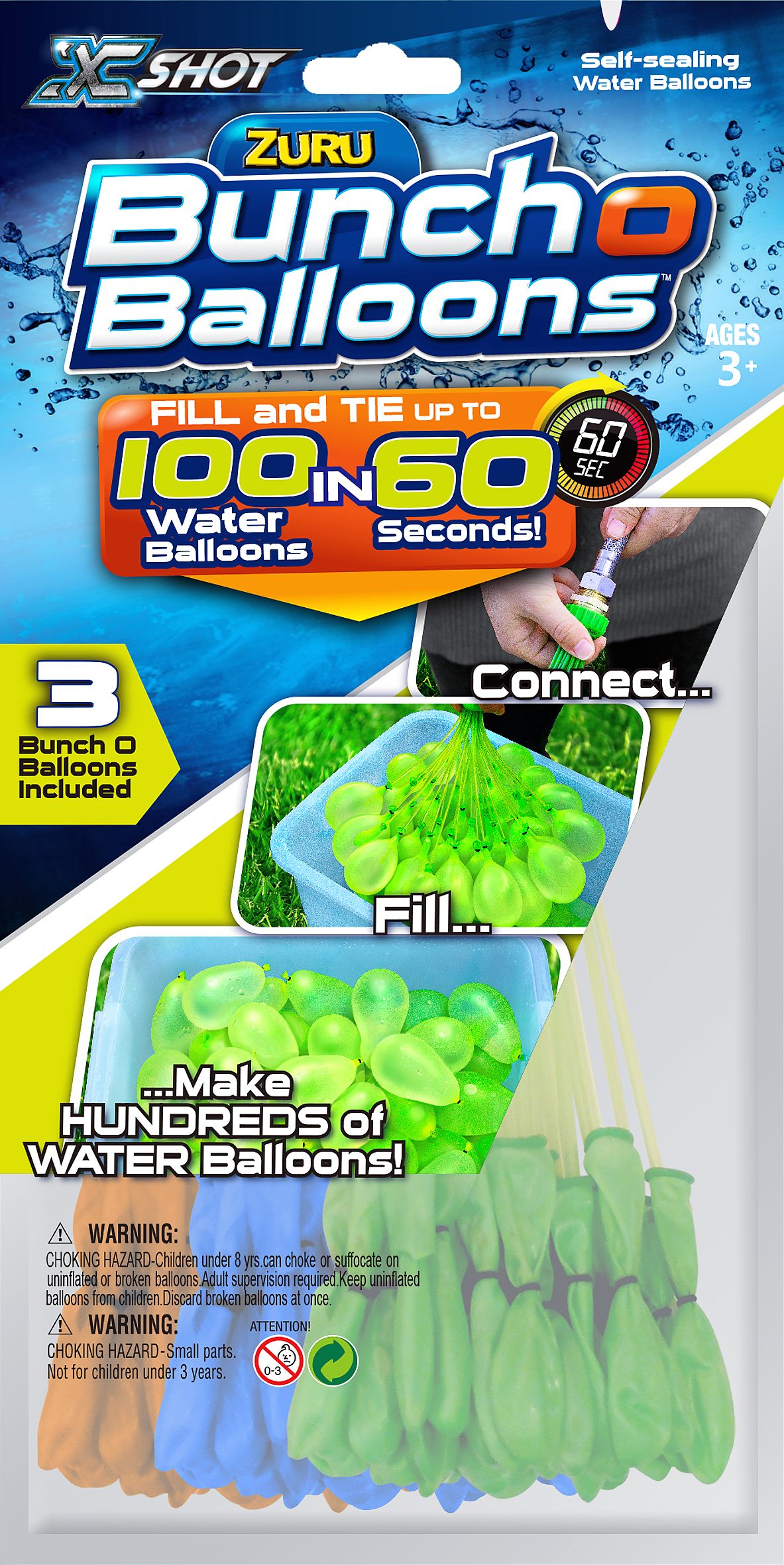 Blue, Green, & Orange Bunch-O-Water Balloons, 105-pk Front_Flat