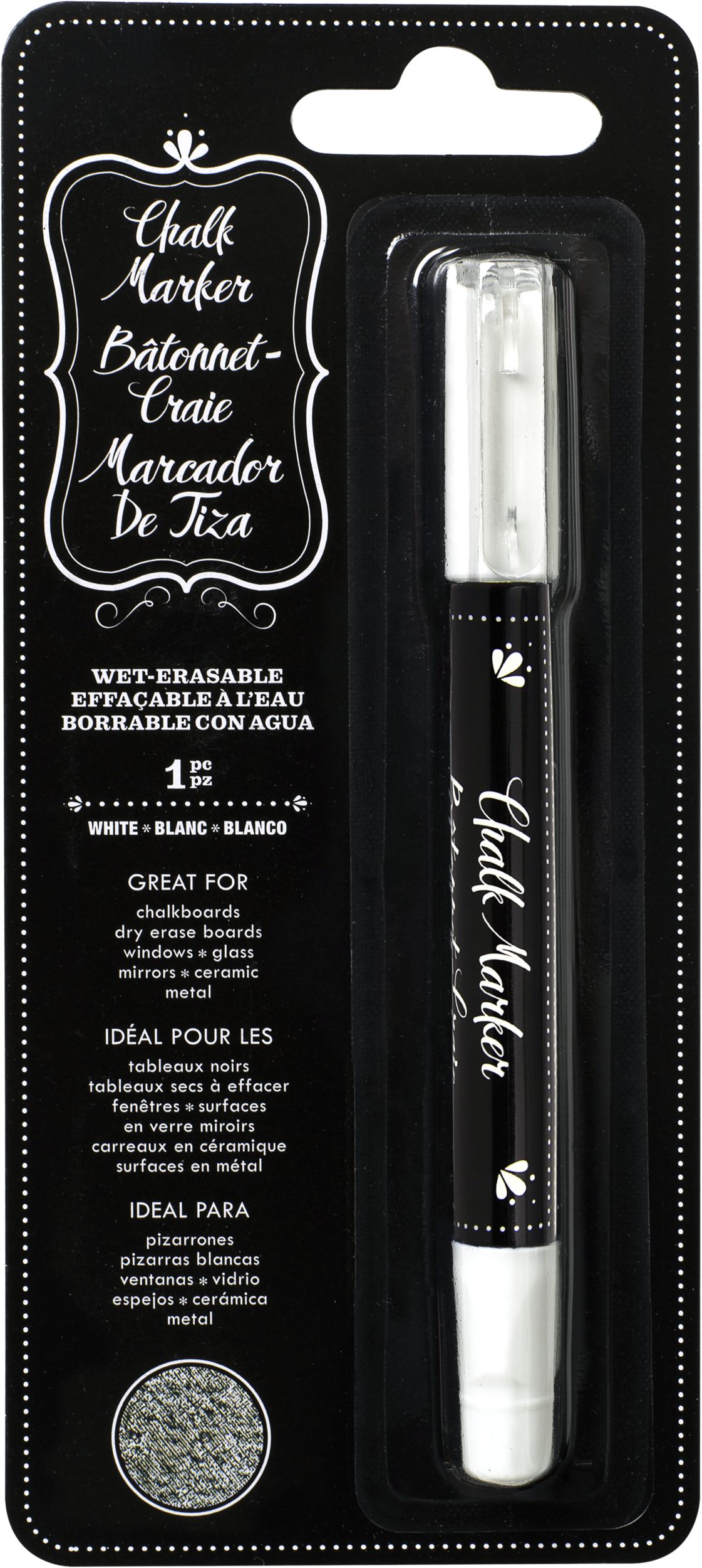 Erasable White Chalk Marker Front_Flat