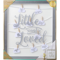 "Little and Loved" Signature Sign Frame Decoration, Silver, 16.25-in, 62-pk, for Baby Shower/Gender Reveal