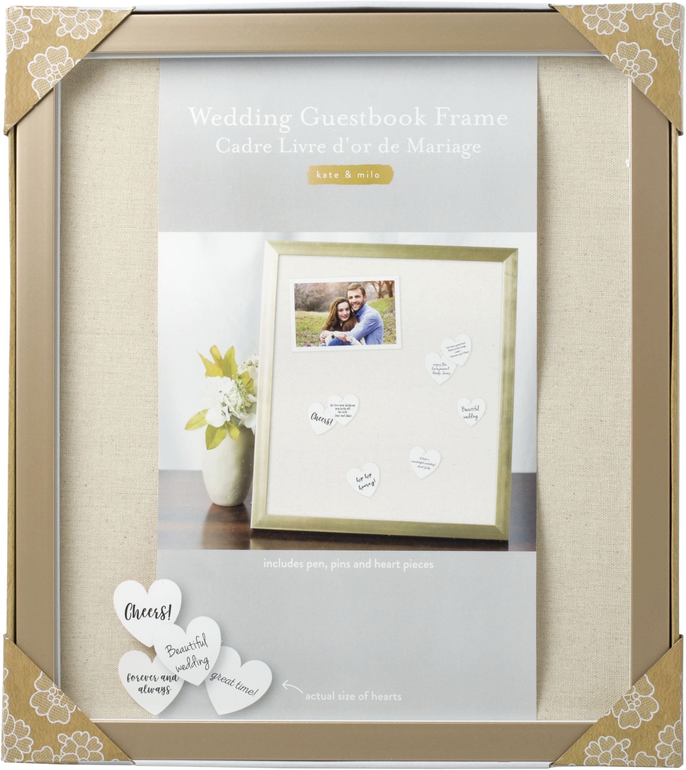 Wedding Guest Book Frame with Hearts, 202-pc Front_Flat