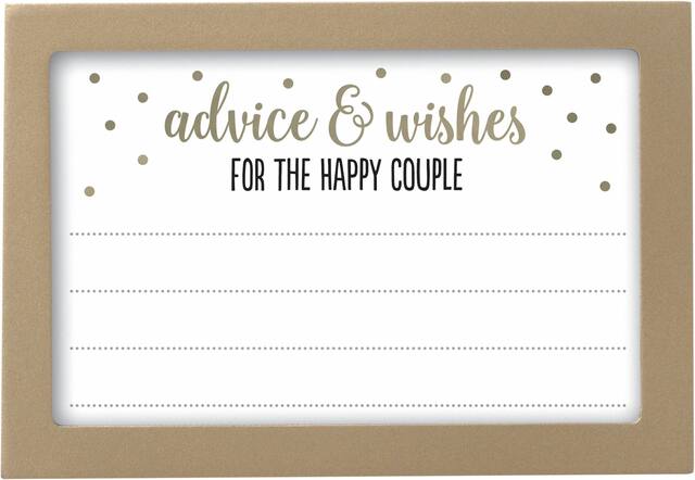 Décoration cadre de conseil Advice & Wishes, brun/blanc, 6,5 po, pour mariage/fête de fiançailles Front_Flat