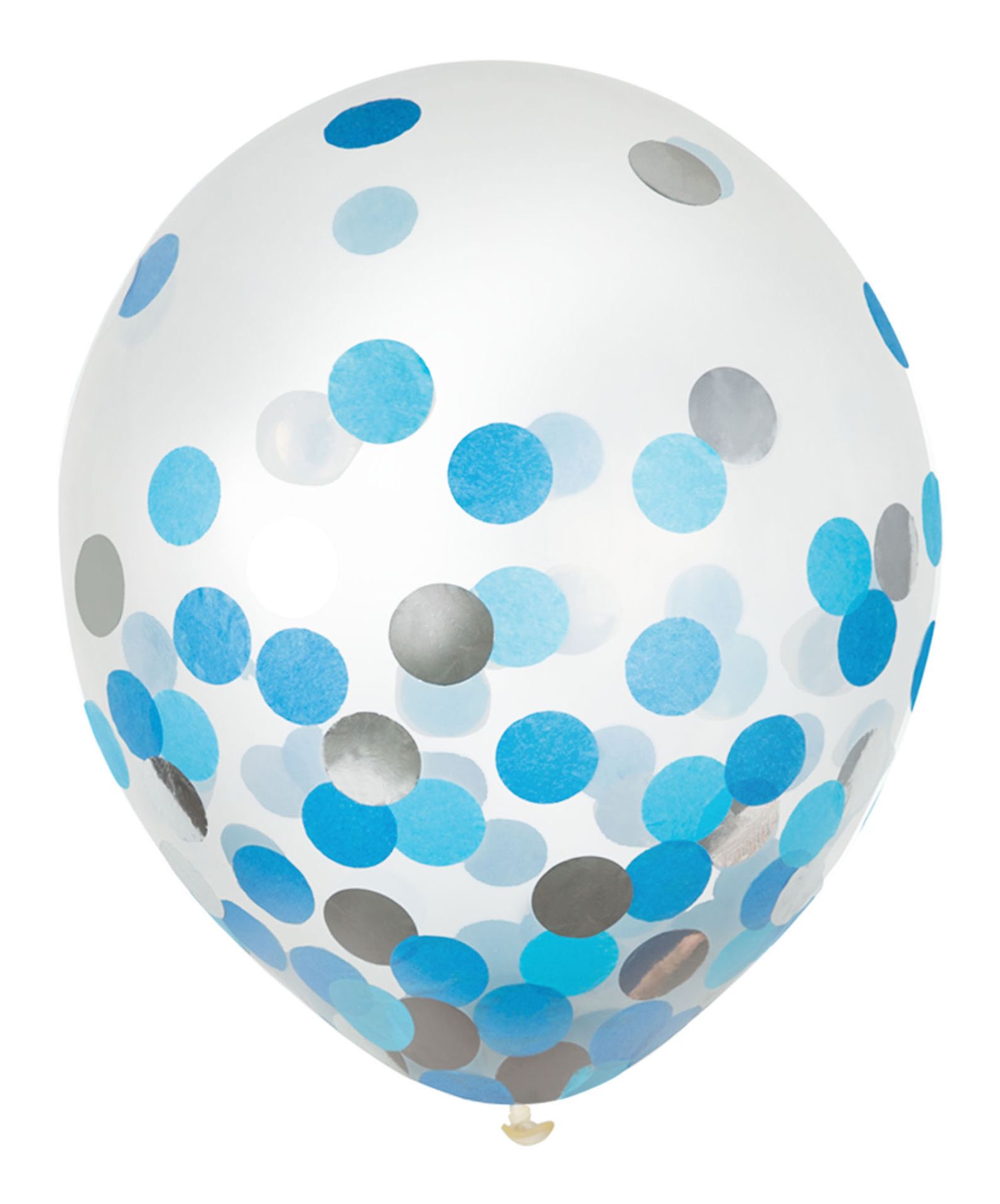 Round Transparent Confetti Latex Balloons, Silver/Blue, 12-in, 6-pk, for Baby Shower/Birthday Party Front_Flat