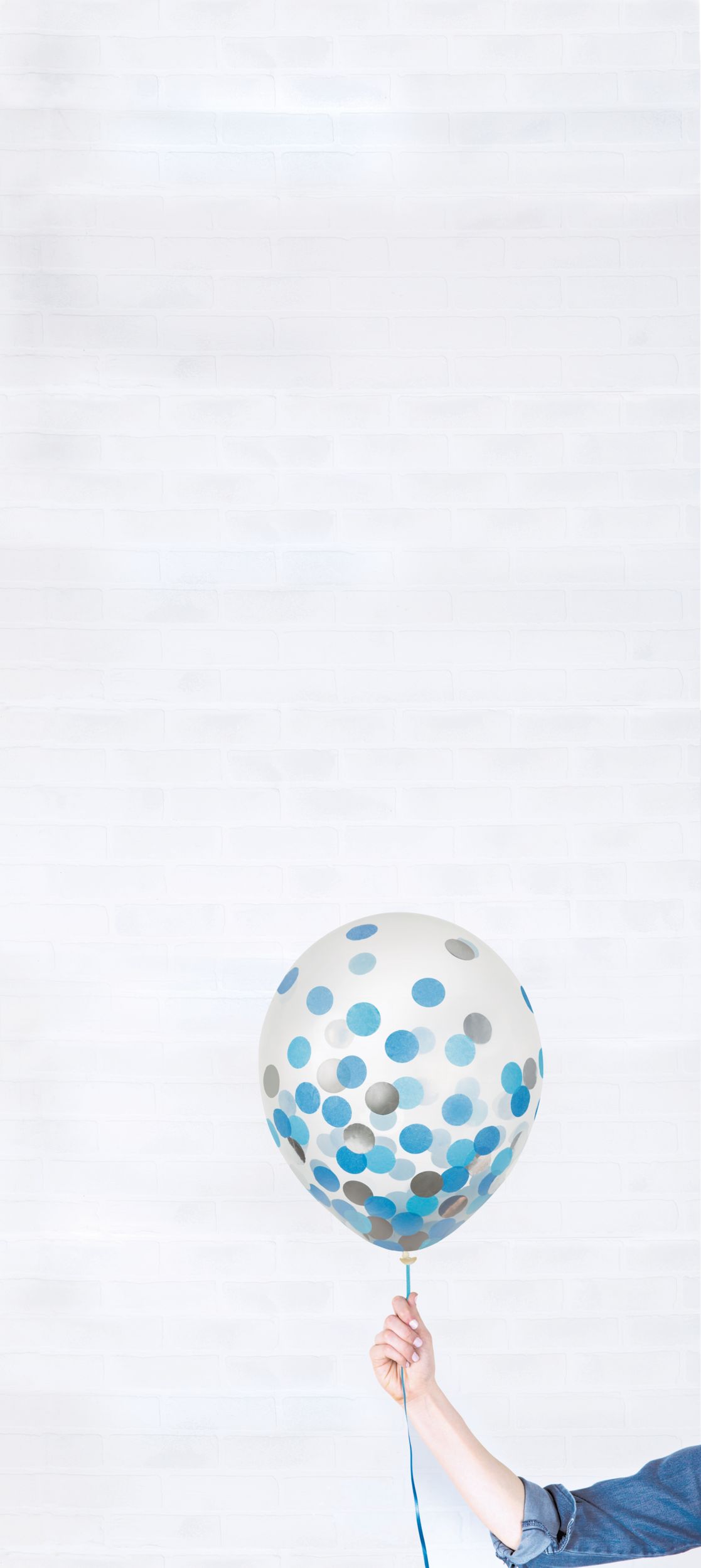 Round Transparent Confetti Latex Balloons, Silver/Blue, 12-in, 6-pk, for Baby Shower/Birthday Party Front_Flat