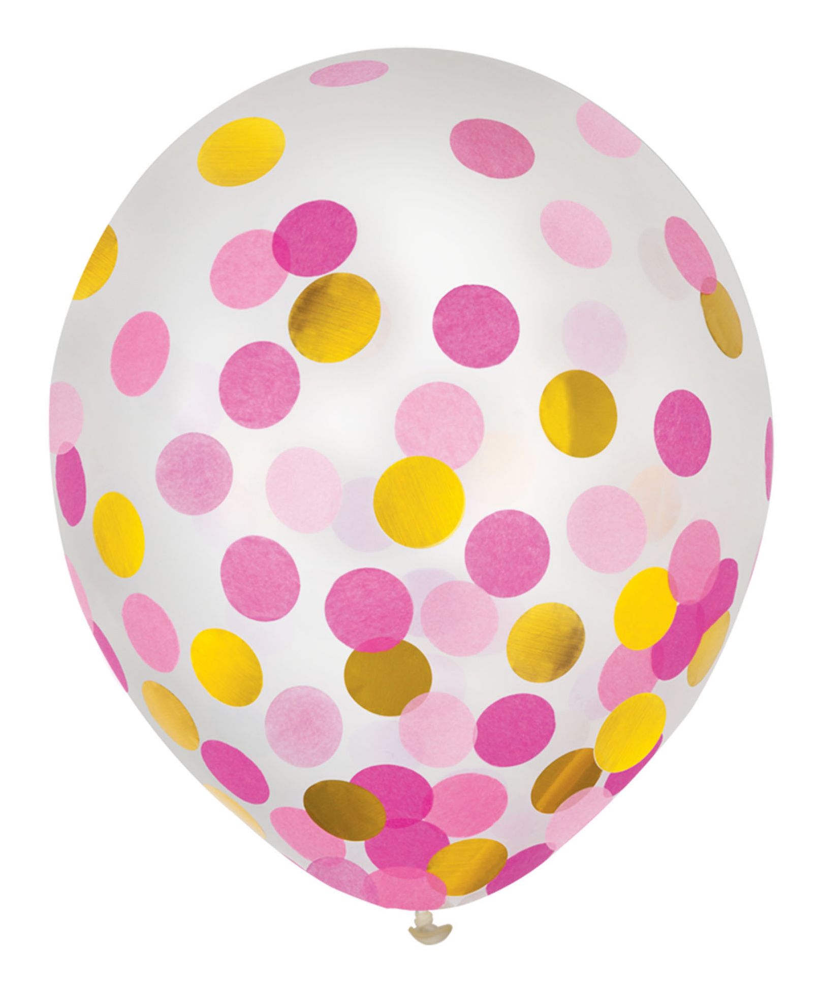 Ballons en latex ronds confettis transparents, rose/or, 12 po, paq. 6, pour fête prénatale/fête d'anniversaire Front_Flat