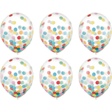 Ballons en latex ronds confettis transparents, rouge/vert/bleu/jaune/vert, 12 po, paq. 6, pour fête d'anniversaire Front_Flat