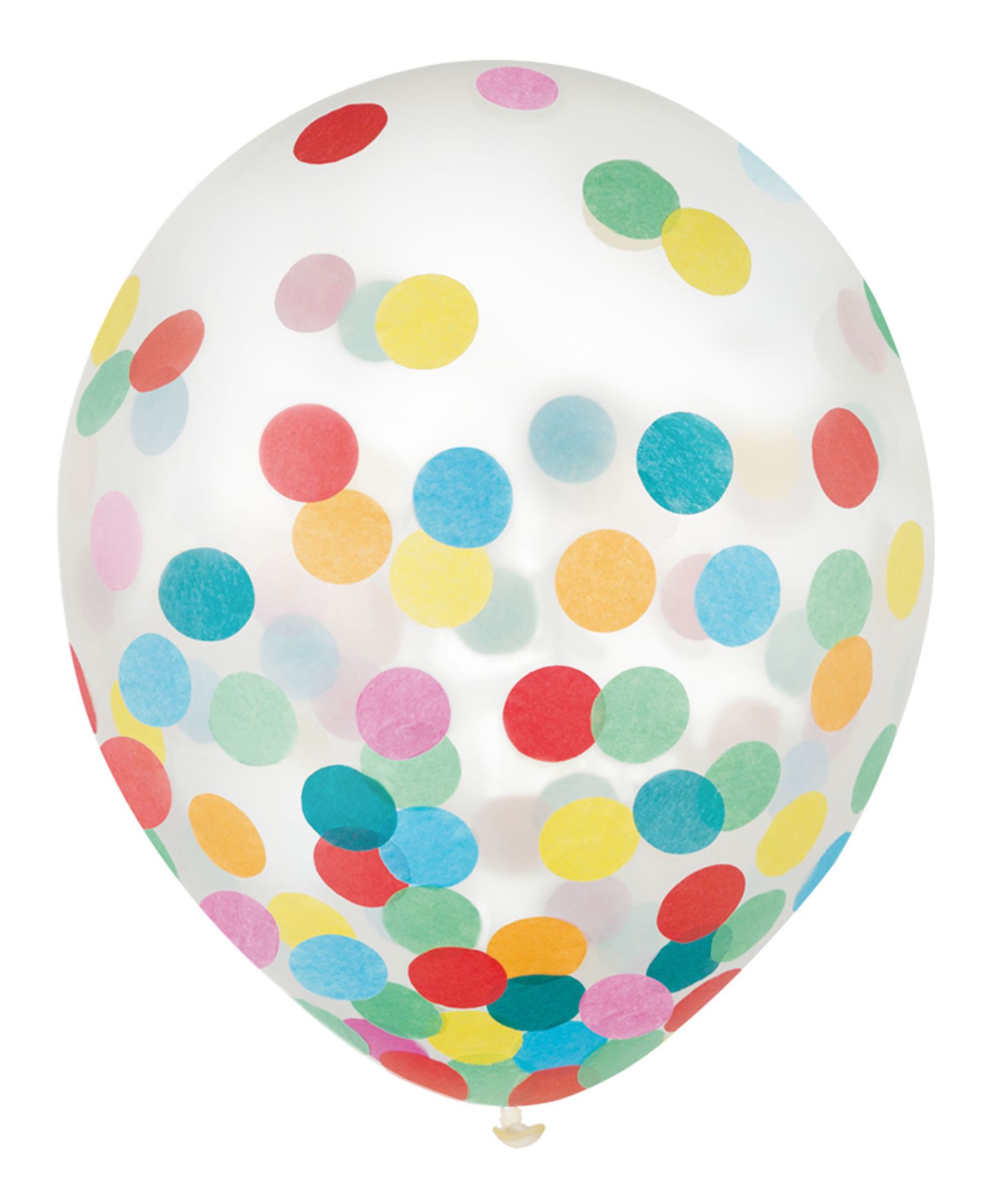 Ballons en latex ronds confettis transparents, rouge/vert/bleu/jaune/vert, 12 po, paq. 6, pour fête d'anniversaire Front_Flat