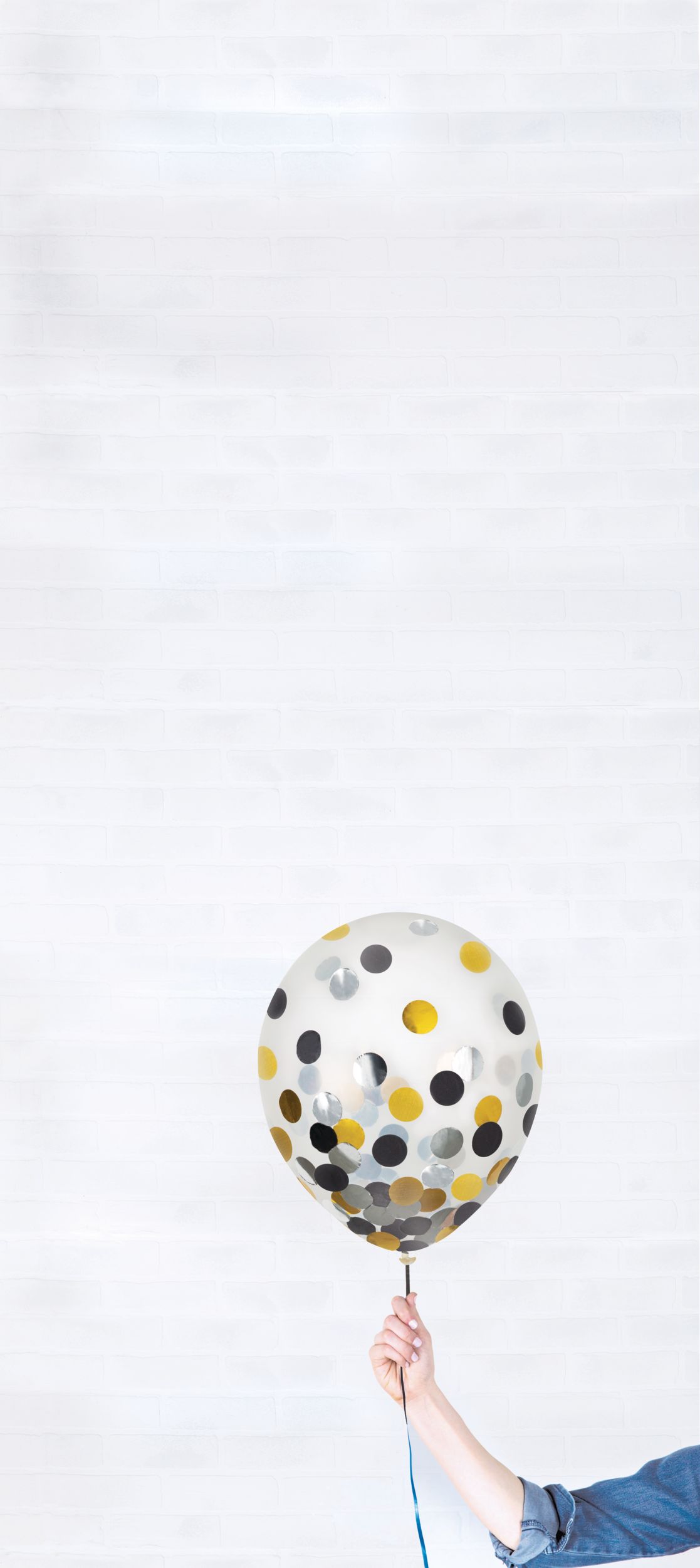 Round Transparent Confetti Latex Balloons, Black/Gold, 12-in, 6-pk, for Birthday Party Front_Flat