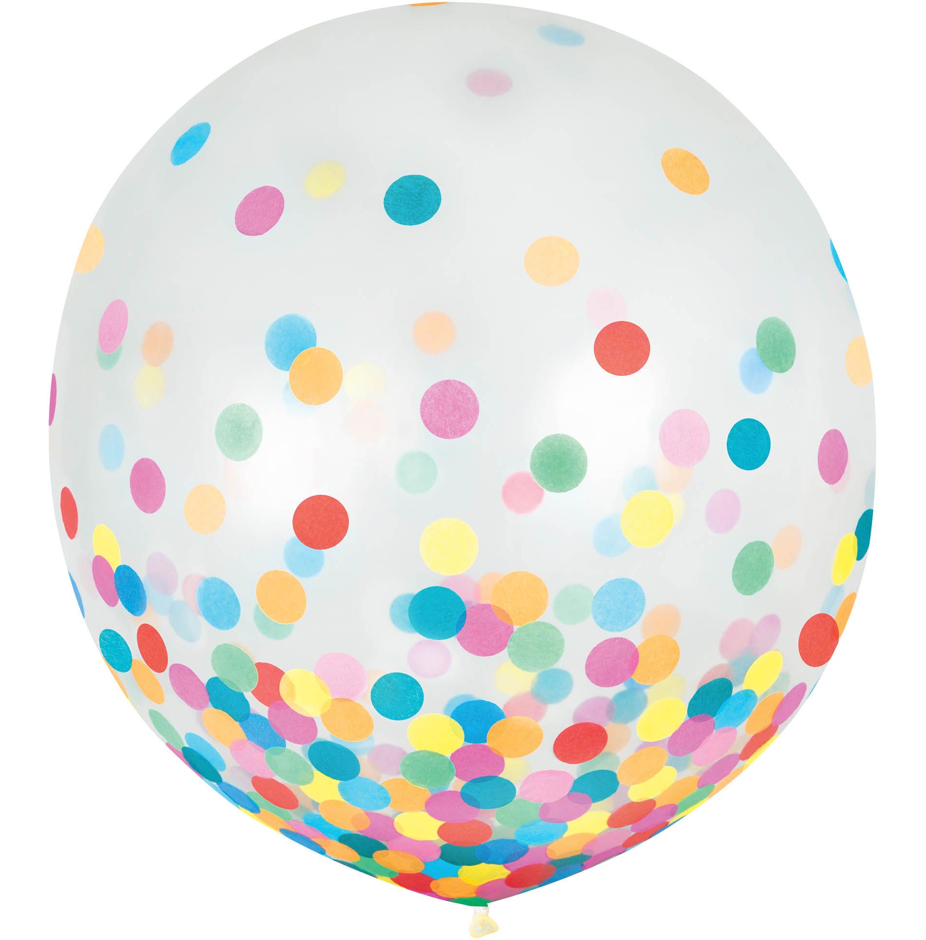 Ballons en latex, confettis multicolores, 24 po, paq. 2 Front_Flat