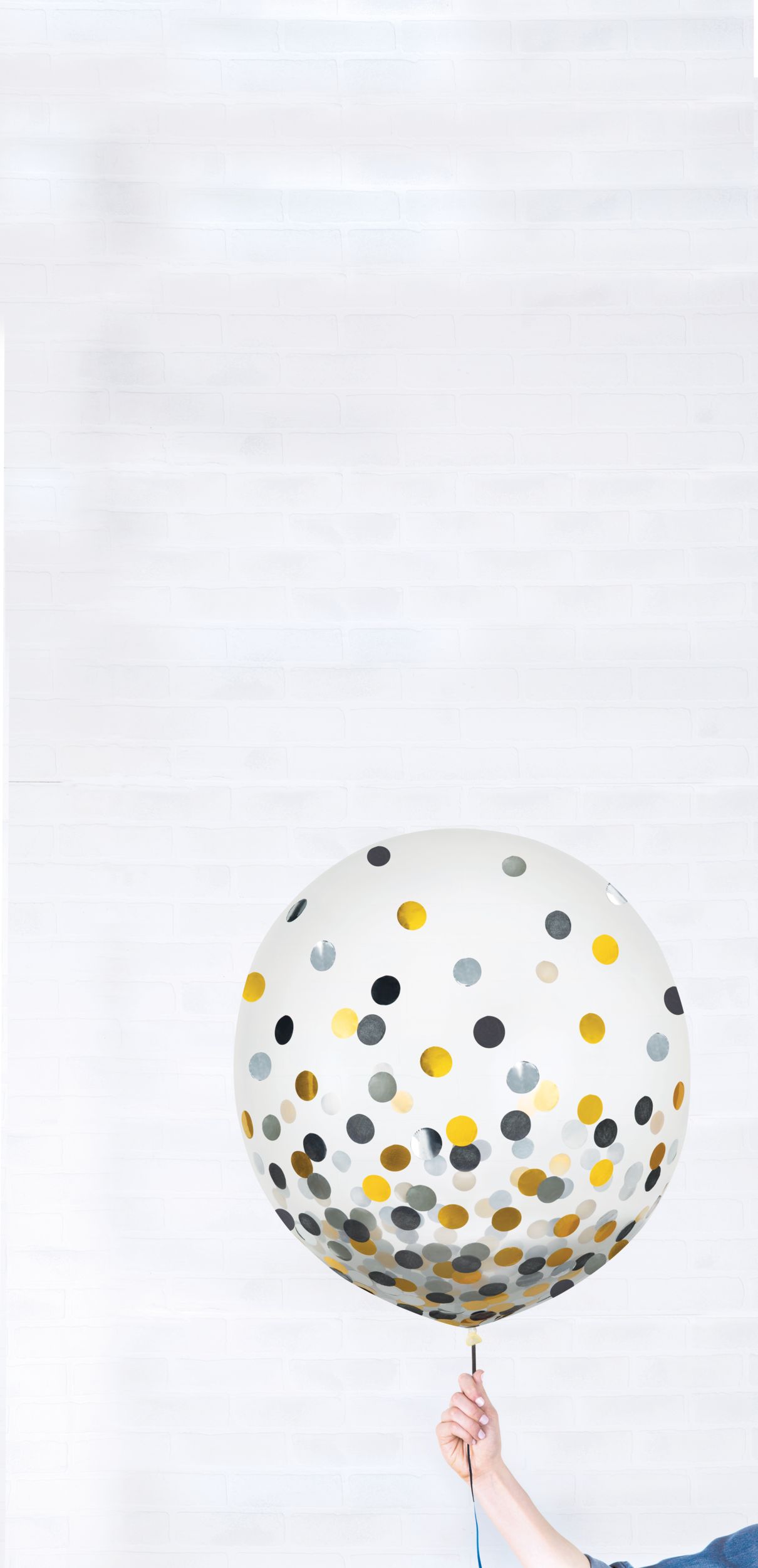 Round Transparent Confetti Latex Balloons, Black/Gold/Silver, 24-in, 2-pk, for Birthday Party Front_Flat