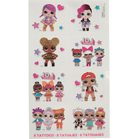 L.O.L. Surprise! Assorted Temporary Tattoos, Multi-Coloured, 8-pk, Wearable Favours  for Birthdays Front_Flat