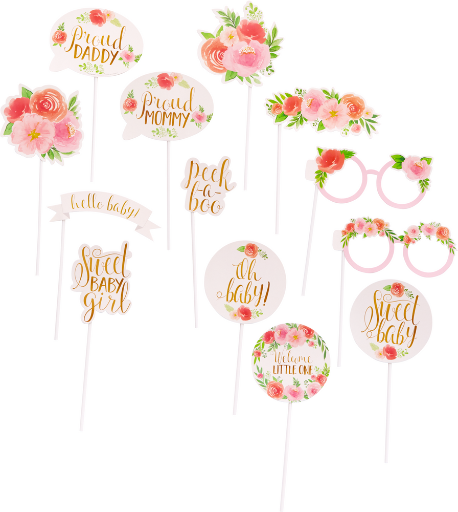 Floral Baby Photo Booth Props 13 pk Party City