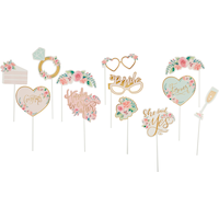 Mint to Be "She Said Yes" Photo Booth Sign Props, Gold/Mint, Floral, 6.5-in, 13-pk, for Wedding/Engagement/Bridal Shower