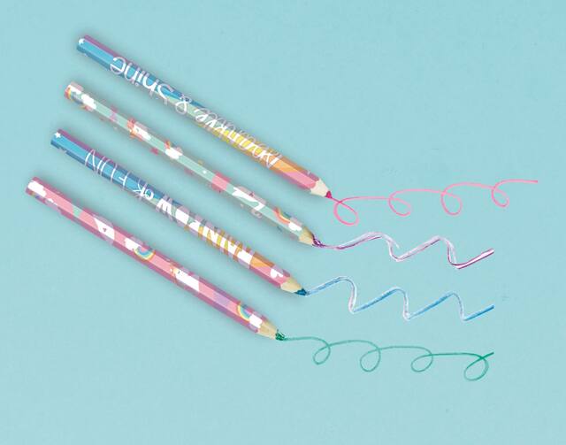 Magical Rainbow Multicolour Pencils for Birthday Party Favours, 4-pk Overhead_Flat