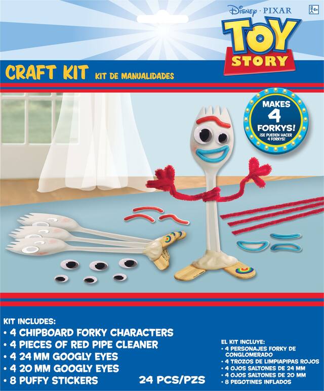 Disney Pixar Toy Story Forky DIY Customizable Craft Kit, White, 24-pk, for Arts & Crafts/Birthday Favour Front_Flat